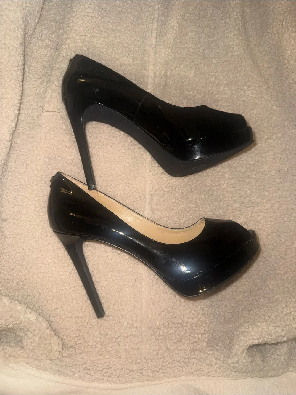 Michael Kors Black Patent Peep-Toe Heels